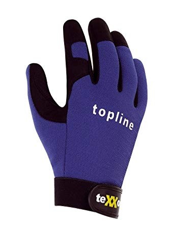 Handschuhe schwarz, Kunstleder m. blau Oberteil